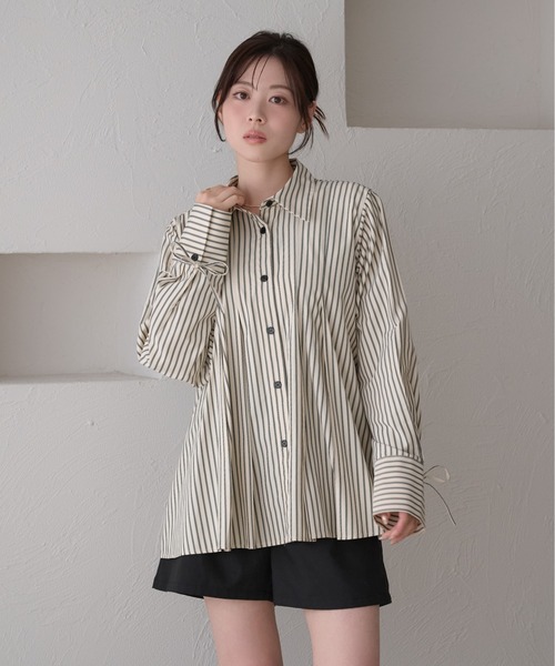 raffime（ラフィミー）の「【Raffime】袖リボンプリーツシャツ（シャツ/ブラウス・レディース・オフホワイト/クリーム/ブラウン系その他・フリー）」の3枚目の写真