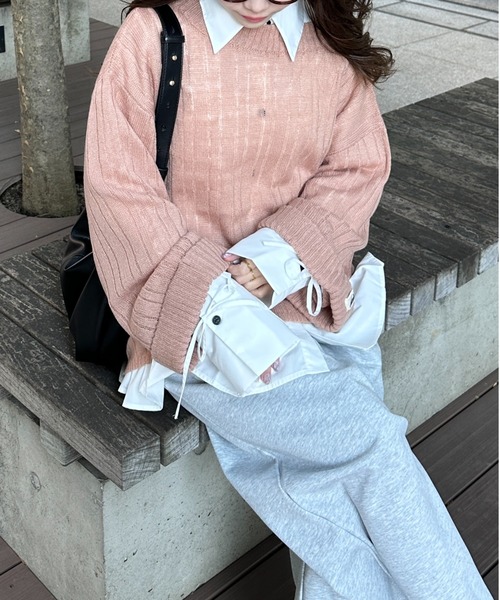 raffime（ラフィミー）の「【Raffime】袖リボンプリーツシャツ（シャツ/ブラウス・レディース・オフホワイト/クリーム/ブラウン系その他・フリー）」の9枚目の写真