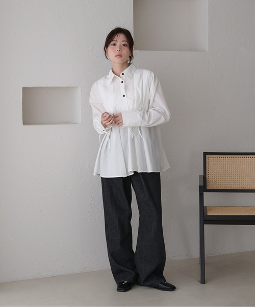 raffime（ラフィミー）の「【Raffime】袖リボンプリーツシャツ（シャツ/ブラウス・レディース・オフホワイト/クリーム/ブラウン系その他・フリー）」の22枚目の写真