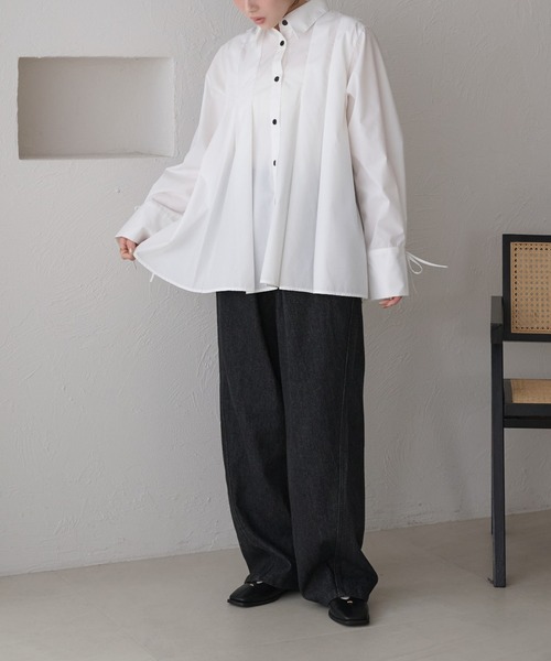 raffime（ラフィミー）の「【Raffime】袖リボンプリーツシャツ（シャツ/ブラウス・レディース・オフホワイト/クリーム/ブラウン系その他・フリー）」の10枚目の写真