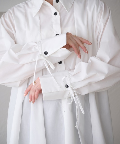 raffime（ラフィミー）の「【Raffime】袖リボンプリーツシャツ（シャツ/ブラウス・レディース・オフホワイト/クリーム/ブラウン系その他・フリー）」の22枚目の写真