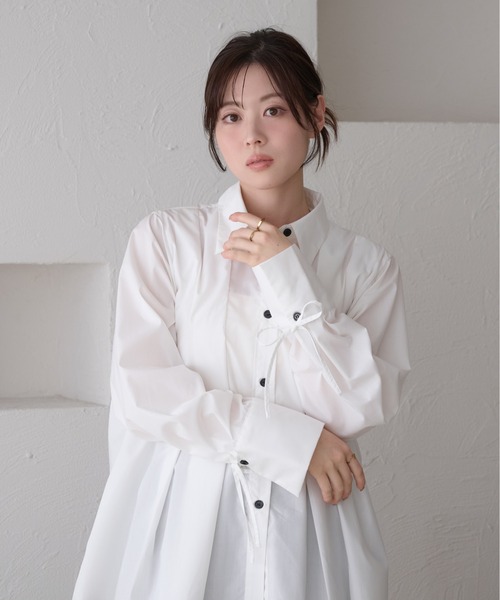 raffime（ラフィミー）の「【Raffime】袖リボンプリーツシャツ（シャツ/ブラウス・レディース・オフホワイト/クリーム/ブラウン系その他・フリー）」の16枚目の写真
