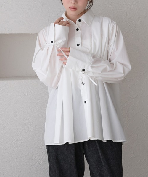 raffime（ラフィミー）の「【Raffime】袖リボンプリーツシャツ（シャツ/ブラウス・レディース・オフホワイト/クリーム/ブラウン系その他・フリー）」の15枚目の写真