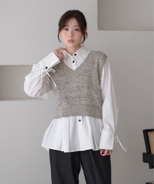 raffime（ラフィミー）の「【Raffime】袖リボンプリーツシャツ（シャツ/ブラウス・レディース・オフホワイト/クリーム/ブラウン系その他・フリー）」の17枚目の写真