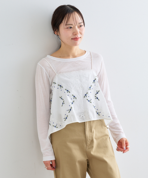 U by SPICK&SPAN(ユーバイスピックアンドスパン)の「フレアシシュウキャミブラウス(シャツ/ブラウス・レディース・ホワイト・FREE)」の7枚目の写真