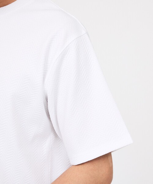 ABAHOUSE GRAY(アバハウスグレイ)の「ヘリンボーン ジャガード 半袖Tシャツ(Tシャツ/カットソー・メンズ・ホワイト/ブラック/グレイッシュブルー/グレイッシュベージュ・46/48)」の5枚目の写真