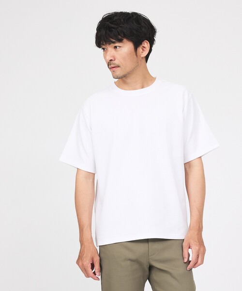 ABAHOUSE GRAY(アバハウスグレイ)の「ヘリンボーン ジャガード 半袖Tシャツ(Tシャツ/カットソー・メンズ・ホワイト/ブラック/グレイッシュブルー/グレイッシュベージュ・46/48)」の7枚目の写真