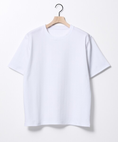 ABAHOUSE GRAY(アバハウスグレイ)の「ヘリンボーン ジャガード 半袖Tシャツ(Tシャツ/カットソー・メンズ・ホワイト/ブラック/グレイッシュブルー/グレイッシュベージュ・46/48)」の12枚目の写真
