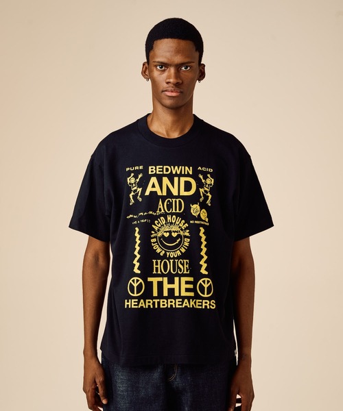 BEDWIN & THE HEARTBREAKERS(ベドウィン アンド ザ ハートブレイカーズ)の「S/S PRINTED TEE "Acid House"(Tシャツ/カットソー・メンズ・ホワイト/ブラック/イエロー・LARGE/MEDIUM/X-LARGE)」の1枚目の写真