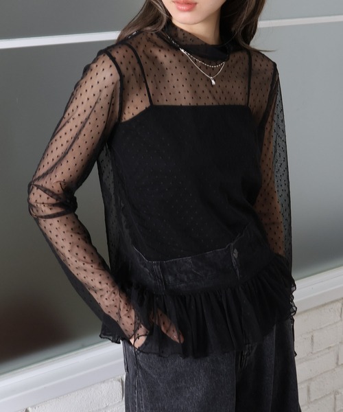 SpRay(スプレイ)の「着るだけで細見えペプラムロングスリーブトップス(Tシャツ/カットソー・レディース・オフホワイト/アイボリー/ブラック・FREE)」の3枚目の写真