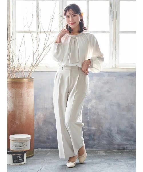 Re-J&SUPURE(リジェイアンドスプル)の「【大きいサイズ】【Wクロス】ワイドパンツ(セットアップ可)(スラックス・レディース・ライトグレー/ネイビー/ブラック・XX-LARGE/XXX-LARGE/XXXX-LARGE)」の8枚目の写真