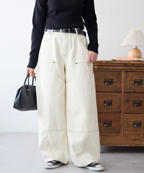 DISCOAT(ディスコート)の「【Enlude】ダブルニーバレルペインターパンツ《ユニセックス》(デニムパンツ・レディース・ネイビー/サックスブルー/アイボリー・LARGE/MEDIUM)」の2枚目の写真