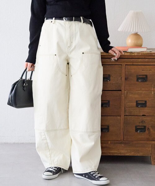 DISCOAT(ディスコート)の「【Enlude】ダブルニーバレルペインターパンツ《ユニセックス》(デニムパンツ・レディース・ネイビー/サックスブルー/アイボリー・LARGE/MEDIUM)」の5枚目の写真