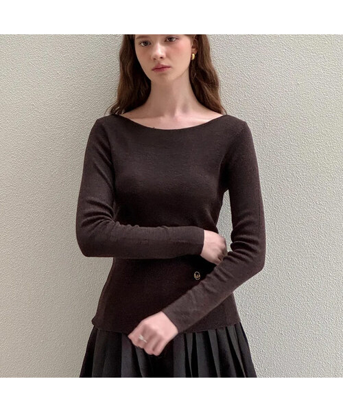 LAUTREDE MIN（ロートルドミン）の「Emu boat knit（ニット/セーター・レディース・ブラック/アイボリー/ブラウン/グレー・FREE）」の4枚目の写真