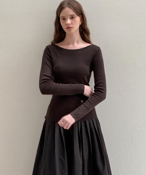 LAUTREDE MIN（ロートルドミン）の「Emu boat knit（ニット/セーター・レディース・ブラック/アイボリー/ブラウン/グレー・FREE）」の5枚目の写真