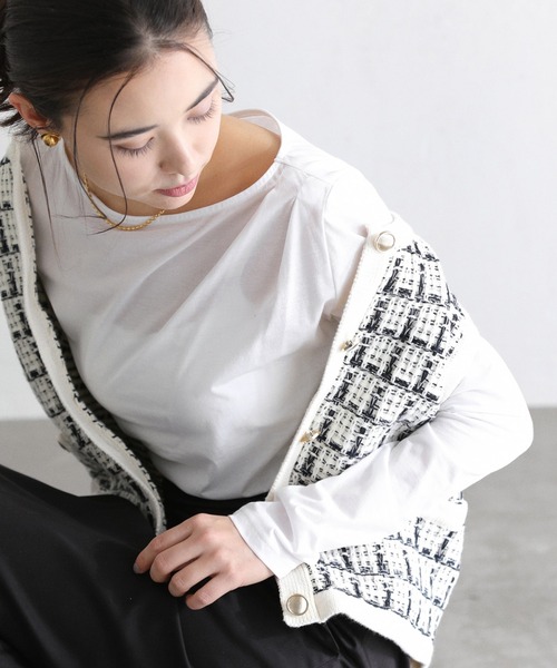 La TOTALITE(ラトータリテ)の「【洗える】ドレープシアーカットソー(Tシャツ/カットソー・レディース・スカイブルー/ホワイト/ピンク・FREE)」の2枚目の写真