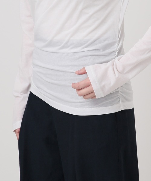 La TOTALITE(ラトータリテ)の「【洗える】ドレープシアーカットソー(Tシャツ/カットソー・レディース・スカイブルー/ホワイト/ピンク・FREE)」の9枚目の写真