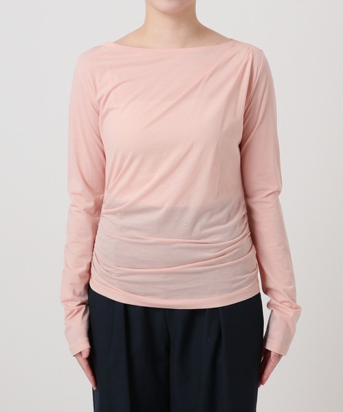 La TOTALITE(ラトータリテ)の「【洗える】ドレープシアーカットソー(Tシャツ/カットソー・レディース・スカイブルー/ホワイト/ピンク・FREE)」の11枚目の写真