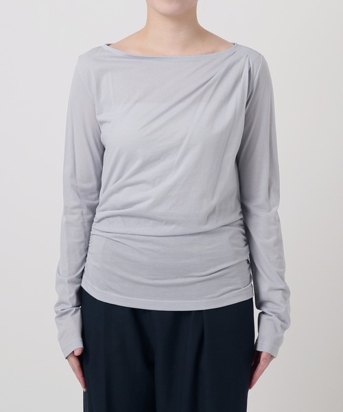 La TOTALITE(ラトータリテ)の「【洗える】ドレープシアーカットソー(Tシャツ/カットソー・レディース・スカイブルー/ホワイト/ピンク・FREE)」の13枚目の写真