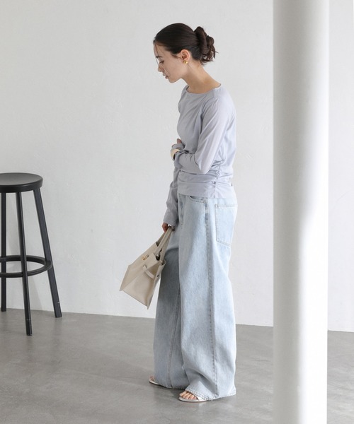 La TOTALITE(ラトータリテ)の「【洗える】ドレープシアーカットソー(Tシャツ/カットソー・レディース・スカイブルー/ホワイト/ピンク・FREE)」の17枚目の写真