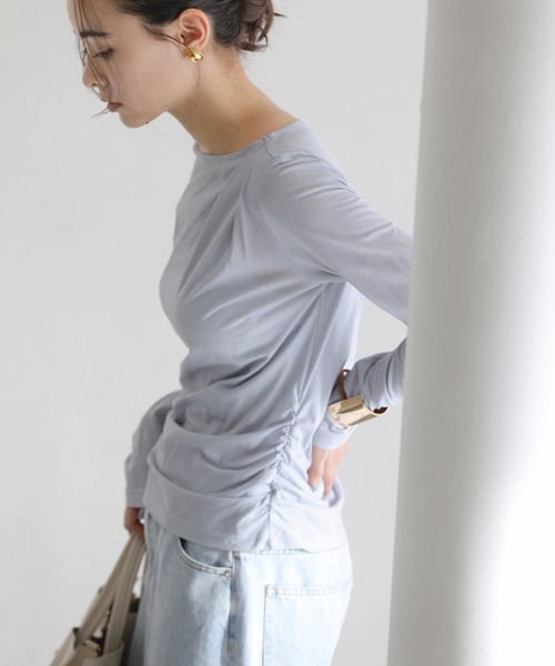 La TOTALITE(ラトータリテ)の「【洗える】ドレープシアーカットソー(Tシャツ/カットソー・レディース・スカイブルー/ホワイト/ピンク・FREE)」の19枚目の写真