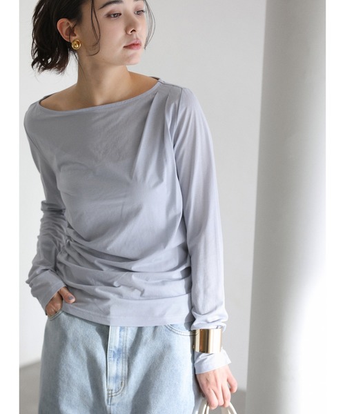 La TOTALITE(ラトータリテ)の「【洗える】ドレープシアーカットソー(Tシャツ/カットソー・レディース・スカイブルー/ホワイト/ピンク・FREE)」の20枚目の写真