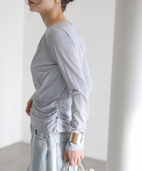 La TOTALITE(ラトータリテ)の「【洗える】ドレープシアーカットソー(Tシャツ/カットソー・レディース・スカイブルー/ホワイト/ピンク・FREE)」の21枚目の写真