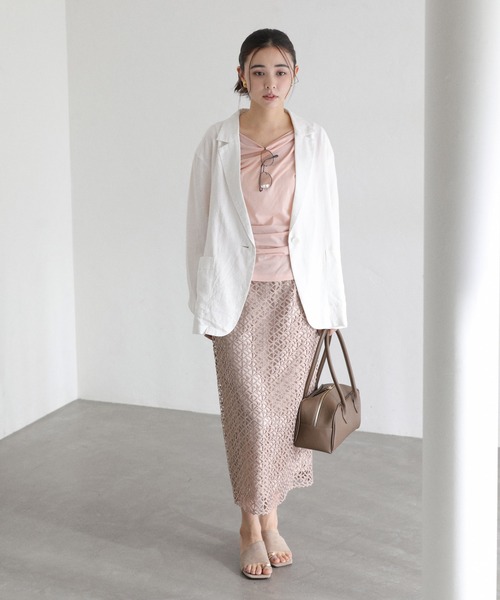 La TOTALITE(ラトータリテ)の「【洗える】ドレープシアーカットソー(Tシャツ/カットソー・レディース・スカイブルー/ホワイト/ピンク・FREE)」の22枚目の写真