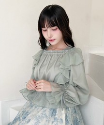 an another angelus | ボリュームスリーブラッフルシアーブラウス/fint フィント(シャツ/ブラウス)