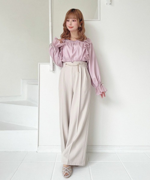 an another angelus（アンアナザーアンジェラス）の「ボリュームスリーブラッフルシアーブラウス（シャツ/ブラウス・レディース・アイボリー/ピンク/ミント・FREE）」の14枚目の写真