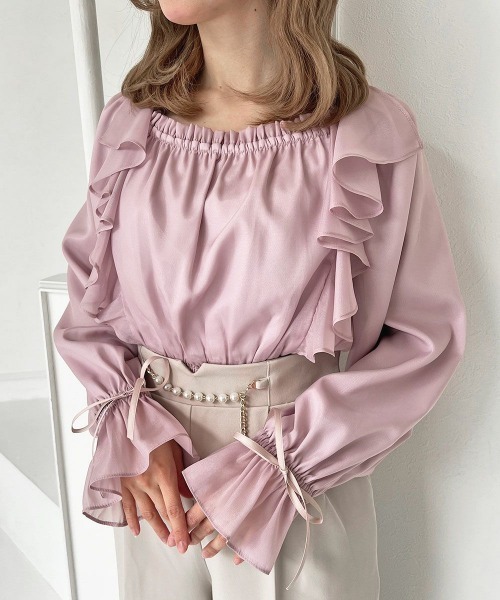 an another angelus（アンアナザーアンジェラス）の「ボリュームスリーブラッフルシアーブラウス（シャツ/ブラウス・レディース・アイボリー/ピンク/ミント・FREE）」の15枚目の写真