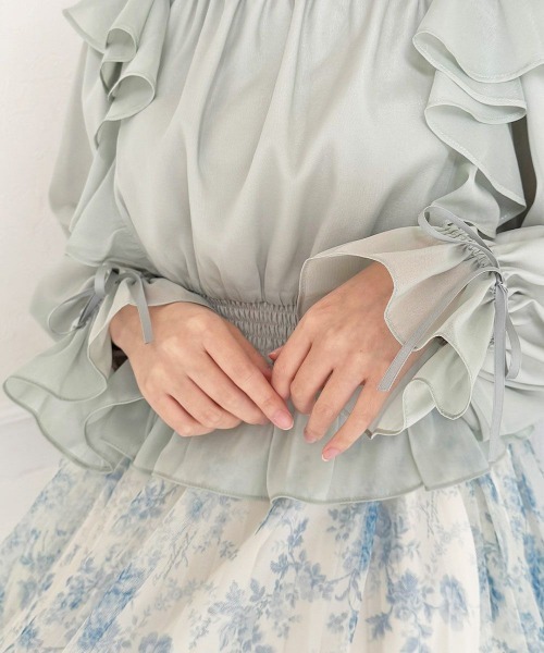 an another angelus（アンアナザーアンジェラス）の「ボリュームスリーブラッフルシアーブラウス（シャツ/ブラウス・レディース・アイボリー/ピンク/ミント・FREE）」の20枚目の写真