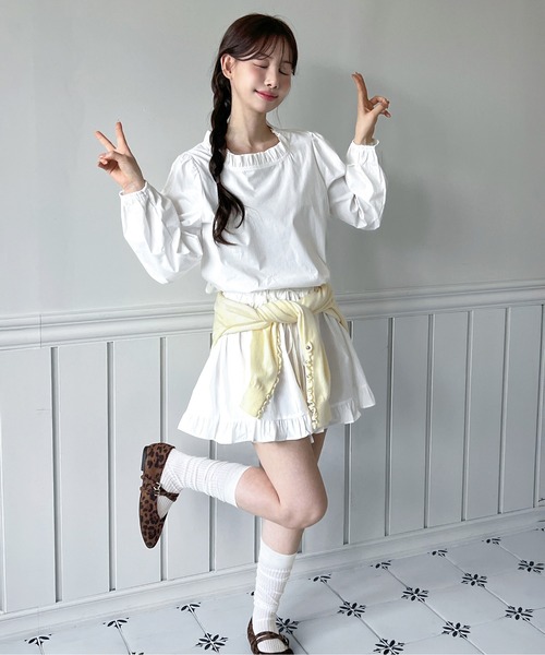 by muni:r(バイ ムニール)の「【着用動画あり!】ストラップストリング フレアミニワンピース(ワンピース・レディース・ホワイト・FREE)」の5枚目の写真