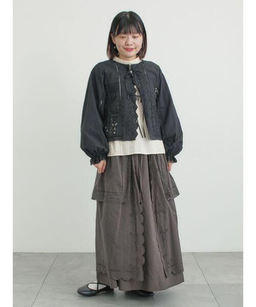 Samansa Mos2（サマンサ モスモス）の「レースパッチワークブラウス（シャツ/ブラウス・レディース・オフホワイト/キナリ/ブラック・F）」の7枚目の写真