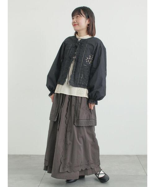 Samansa Mos2（サマンサ モスモス）の「レースパッチワークブラウス（シャツ/ブラウス・レディース・オフホワイト/キナリ/ブラック・F）」の8枚目の写真