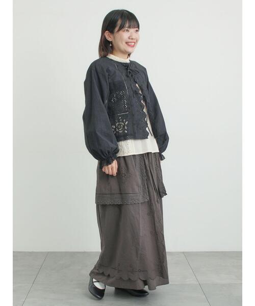 Samansa Mos2（サマンサ モスモス）の「レースパッチワークブラウス（シャツ/ブラウス・レディース・オフホワイト/キナリ/ブラック・F）」の9枚目の写真