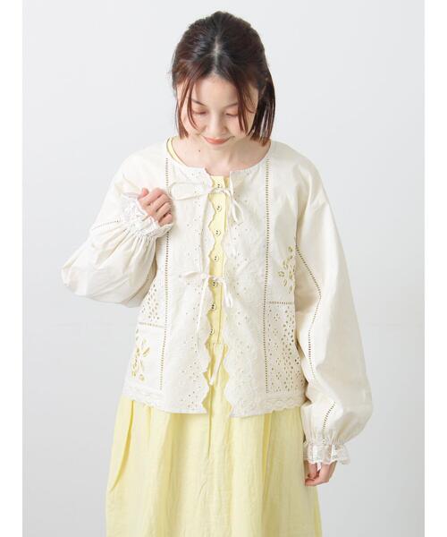 Samansa Mos2（サマンサ モスモス）の「レースパッチワークブラウス（シャツ/ブラウス・レディース・オフホワイト/キナリ/ブラック・F）」の13枚目の写真