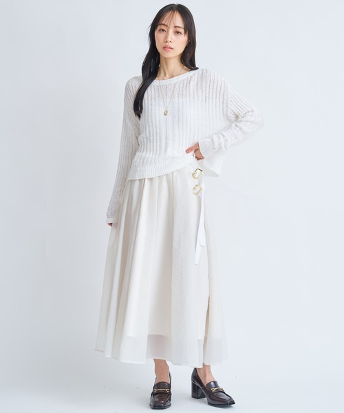 NOELA(ノエラ)の「シアーエンボスフレアスカート(スカート・レディース・ベージュ/オフホワイト/ライトグリーン・S/M)」の5枚目の写真