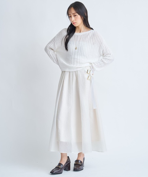 NOELA(ノエラ)の「シアーエンボスフレアスカート(スカート・レディース・ベージュ/オフホワイト/ライトグリーン・S/M)」の7枚目の写真