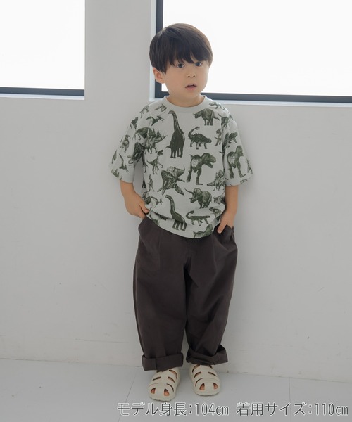 MAKE YOUR DAY（メイクユアデイ）の「リアルダイナソー総柄半袖Tシャツ■80～140cm（Tシャツ/カットソー・キッズ・オフホワイト/グリーン/ベージュ・140/130/120/110/100/90/80）」の10枚目の写真