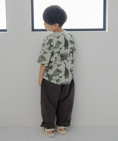 MAKE YOUR DAY（メイクユアデイ）の「リアルダイナソー総柄半袖Tシャツ■80～140cm（Tシャツ/カットソー・キッズ・オフホワイト/グリーン/ベージュ・140/130/120/110/100/90/80）」の11枚目の写真