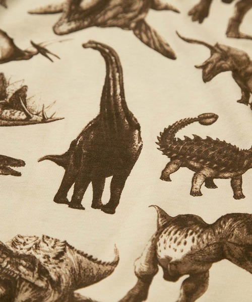 MAKE YOUR DAY（メイクユアデイ）の「リアルダイナソー総柄半袖Tシャツ■80～140cm（Tシャツ/カットソー・キッズ・オフホワイト/グリーン/ベージュ・140/130/120/110/100/90/80）」の13枚目の写真