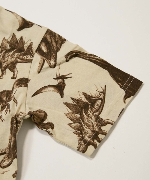 MAKE YOUR DAY（メイクユアデイ）の「リアルダイナソー総柄半袖Tシャツ■80～140cm（Tシャツ/カットソー・キッズ・オフホワイト/グリーン/ベージュ・140/130/120/110/100/90/80）」の14枚目の写真