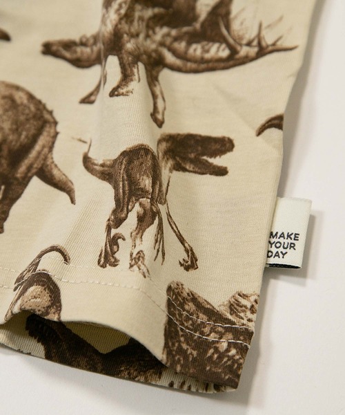 MAKE YOUR DAY（メイクユアデイ）の「リアルダイナソー総柄半袖Tシャツ■80～140cm（Tシャツ/カットソー・キッズ・オフホワイト/グリーン/ベージュ・140/130/120/110/100/90/80）」の15枚目の写真