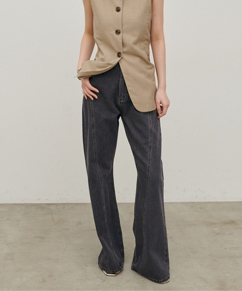 LARUTA（ラルータ）の「【LARUTA】[Web限定]デニムシームフレアパンツ（デニムパンツ・レディース・ブルー/グレー・MEDIUM）」の2枚目の写真