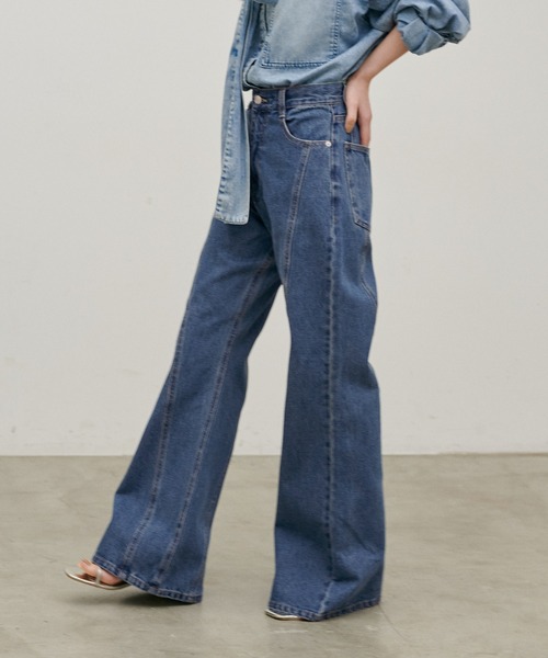 LARUTA（ラルータ）の「【LARUTA】[Web限定]デニムシームフレアパンツ（デニムパンツ・レディース・ブルー/グレー・MEDIUM）」の16枚目の写真