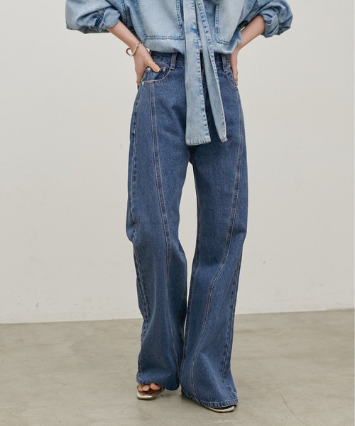 LARUTA（ラルータ）の「【LARUTA】[Web限定]デニムシームフレアパンツ（デニムパンツ・レディース・ブルー/グレー・MEDIUM）」の14枚目の写真