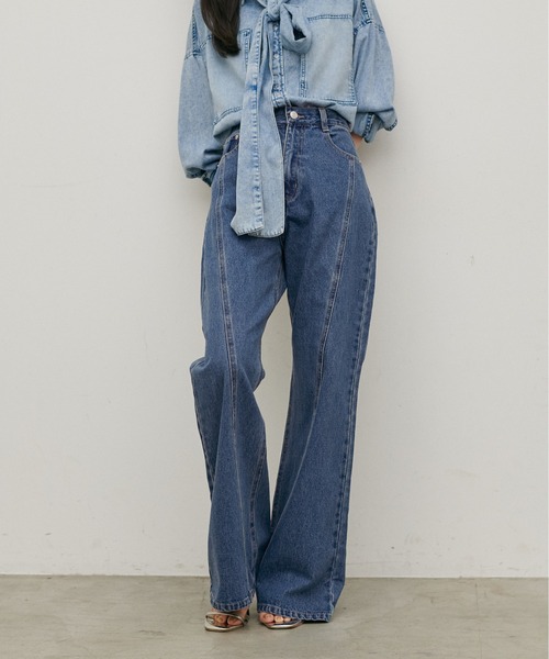 LARUTA（ラルータ）の「【LARUTA】[Web限定]デニムシームフレアパンツ（デニムパンツ・レディース・ブルー/グレー・MEDIUM）」の18枚目の写真