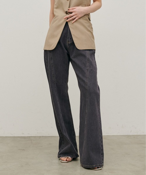 LARUTA（ラルータ）の「【LARUTA】[Web限定]デニムシームフレアパンツ（デニムパンツ・レディース・ブルー/グレー・MEDIUM）」の3枚目の写真