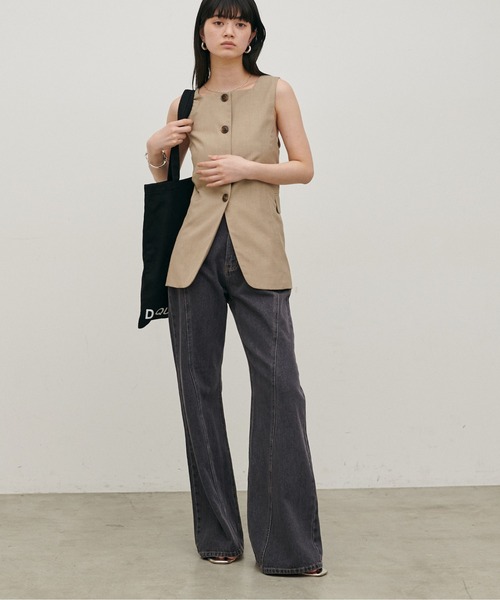 LARUTA（ラルータ）の「【LARUTA】[Web限定]デニムシームフレアパンツ（デニムパンツ・レディース・ブルー/グレー・MEDIUM）」の6枚目の写真